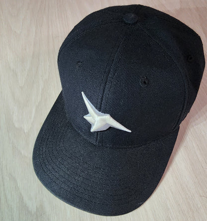 Ordin's Jagged Star White Puff on Black Snapback Hat